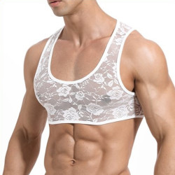 MenSexyWear Crop Dentelle Blanc